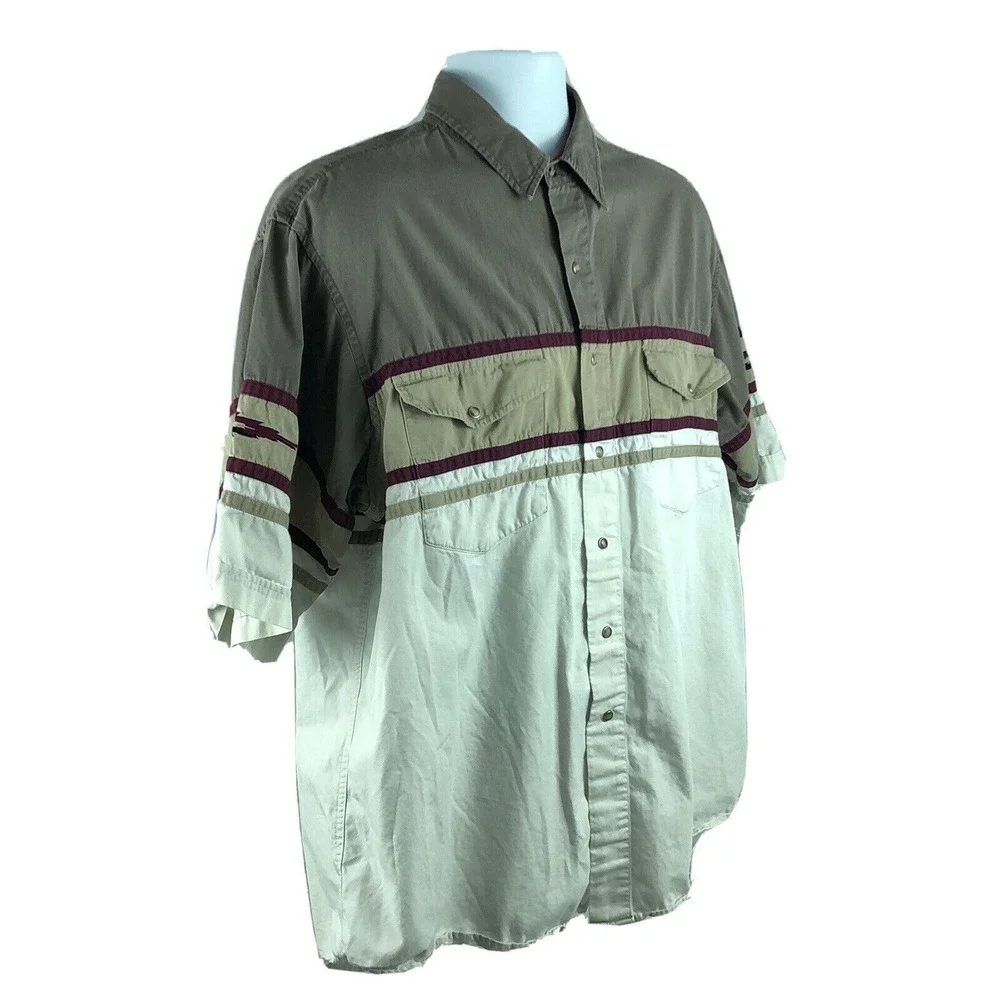 Plains Western‎ Wear Rodeo Cowboy Shirt Men's XL Pearl Snaps Rancher Farm